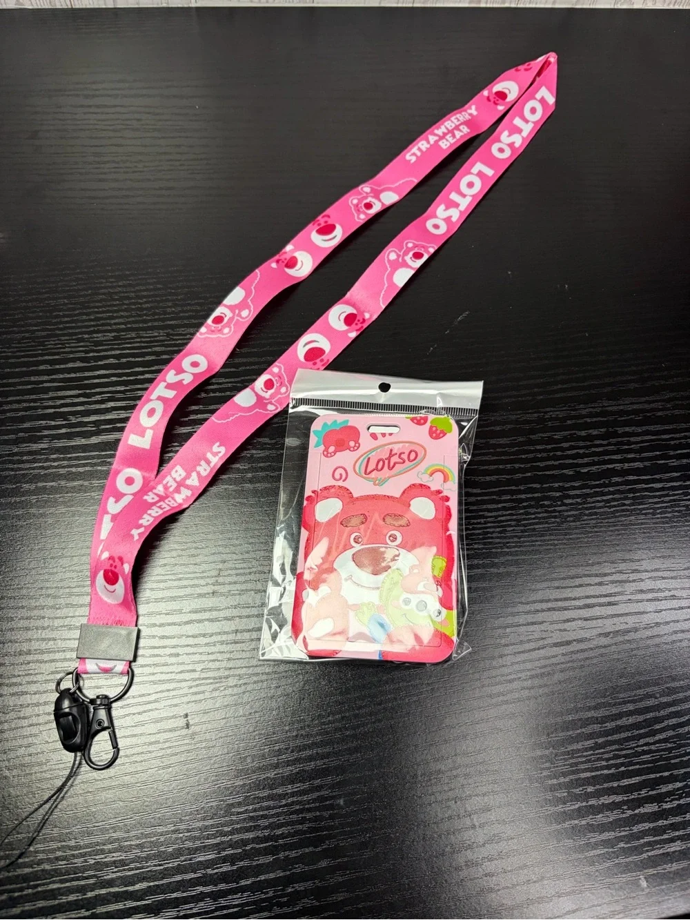 Lotso Pink Character Lanyard with Card Holder